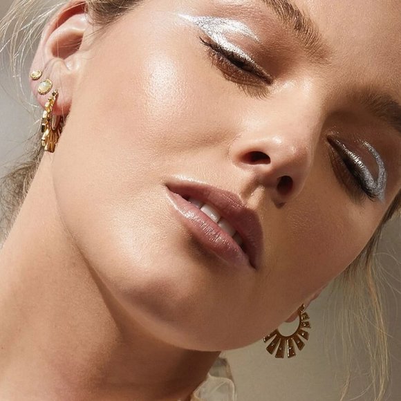 LUV AJ Gold Plated Swarovski Crystal Hoops - Picture 8 of 8